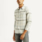 Men's Plaid Slim Fit Linen Shirt - Side View