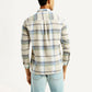 Men's Plaid Slim Fit Linen Shirt - Back View