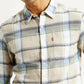 Men's Plaid Slim Fit Linen Shirt - Detail View