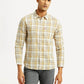 Men's Checkered Slim Fit Linen Shirt - Front View