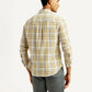 Men's Checkered Slim Fit Linen Shirt - Back View