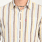 Men's Striped Multi Color Slim Fit Linen Shirt - deatil View