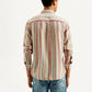 Men's Striped Slim Fit Linen Shirt - Back View