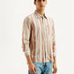Men's Striped Slim Fit Linen Shirt - Side View