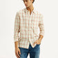 Men's Checkered Light Pink Slim Fit Linen Shirt - Styleshot View