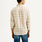 Men's Checkered Light Pink Slim Fit Linen Shirt - Back View