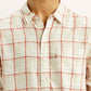 Men's Checkered Light Pink Slim Fit Linen Shirt - 20 View