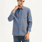 Men's Checkered Blue Slim Fit Linen Shirt - Styleshot View