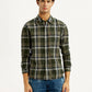 Men's Checkered Multi Color Slim Fit Linen Shirt - Front View
