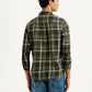 Men's Checkered Multi Color Slim Fit Linen Shirt - Back View