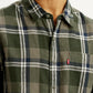 Men's Checkered Multi Color Slim Fit Linen Shirt - Detail View