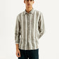 Men's Striped Slim Fit Linen Shirt - Styleshot View