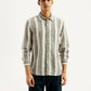 Men's Striped Slim Fit Linen Shirt - Front View