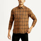 Men's Checkered Slim Fit Linen Shirt - Front View