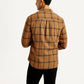 Men's Checkered Slim Fit Linen Shirt - Back View
