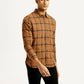 Men's Checkered Slim Fit Linen Shirt - Side View