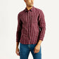 Men's Striped Slim Fit Linen Shirt - Front View
