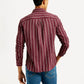 Men's Striped Slim Fit Linen Shirt - Back View