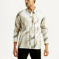Men's Abstract Multicolor Slim Fit Linen Shirt - Front View