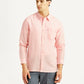 Men's Solid Light-Pink Slim Fit Linen Shirt - Front View