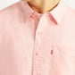 Men's Solid Light-Pink Slim Fit Linen Shirt - Detail View