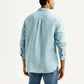 Men's Solid Light Blue Slim Fit Linen Shirt - Back View