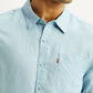 Men's Solid Light Blue Slim Fit Linen Shirt - Detail View