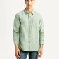 Men's Solid Light Green Slim Fit Linen Shirt - Front View