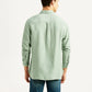 Men's Solid Light Green Slim Fit Linen Shirt - Back View