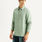 Men's Solid Light Green Slim Fit Linen Shirt - Side View