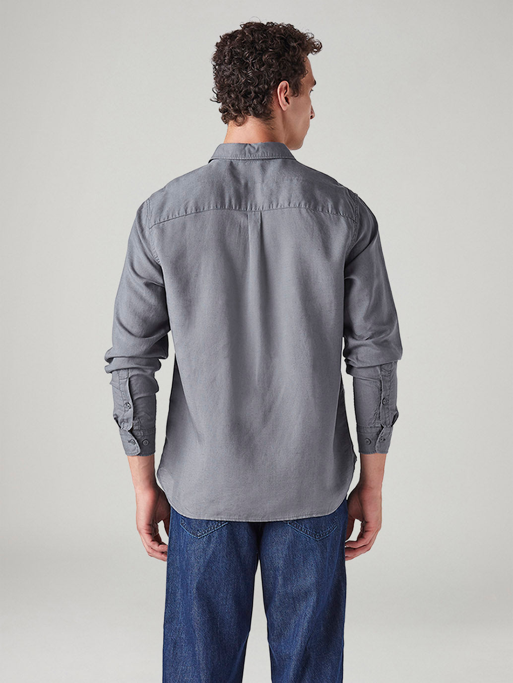 Men's Solid Slim Fit Linen Shirt - Back View