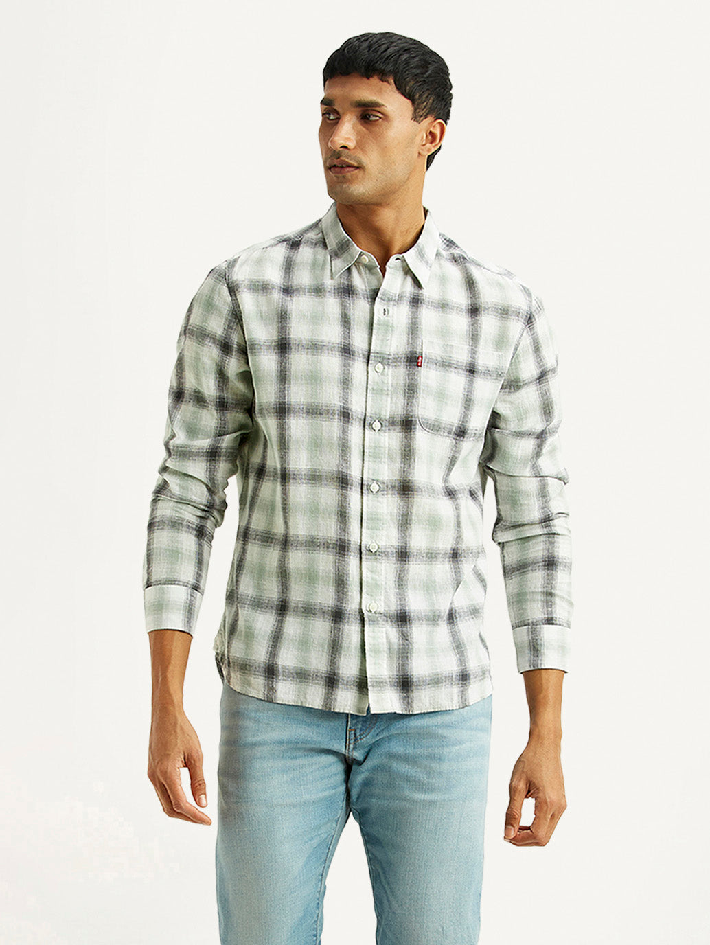 Men's Checkered Multicolor Slim Fit Linen Shirt - Styleshot View