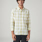 Men's Checkered Slim Fit Linen Shirt - Front View