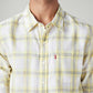 Men's Checkered Slim Fit Linen Shirt - Detail View