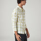 Men's Checkered Slim Fit Linen Shirt - Side View