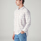 Men's Checkered Slim Fit Linen Shirt - Side View