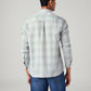 Men's Checkered Slim Fit Linen Shirt - Back View
