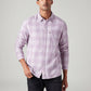 Men's Checkered Slim Fit Linen Shirt - Front View