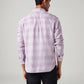 Men's Checkered Slim Fit Linen Shirt - Back View