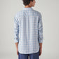 Men's Checkered Slim Fit Linen Shirt - Back View