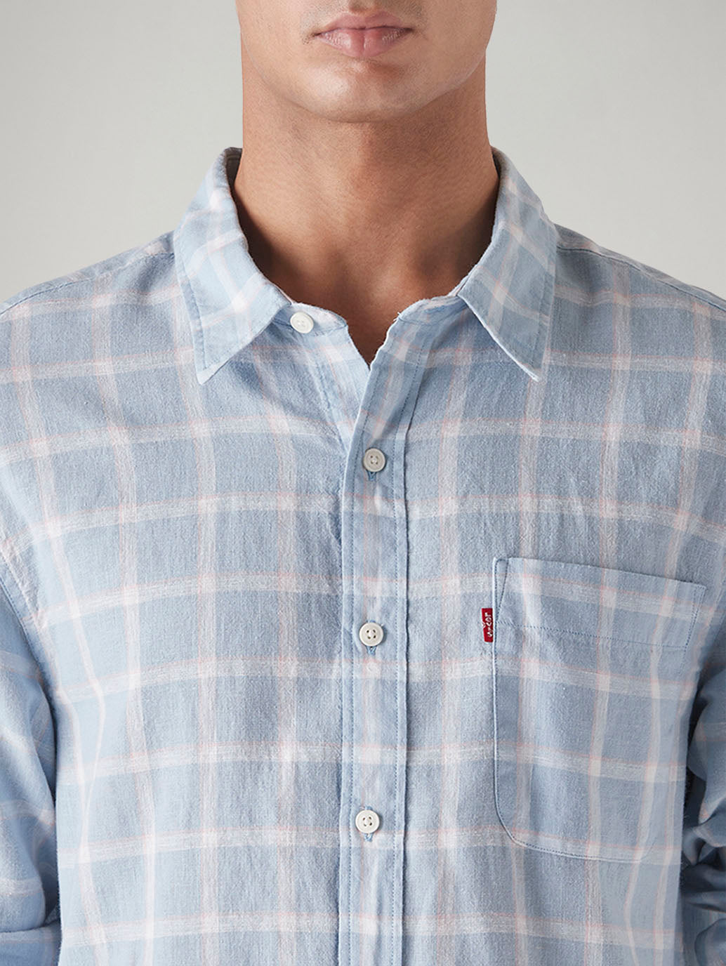 Men's Checkered Slim Fit Linen Shirt - 20 View