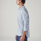 Men's Checkered Slim Fit Linen Shirt - Side View
