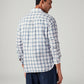 Men's Checkered Slim Fit Linen Shirt - Back View