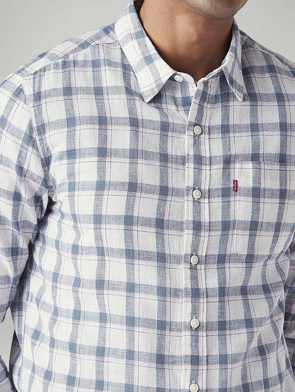 Men's Checkered Slim Fit Linen Shirt - 20 View