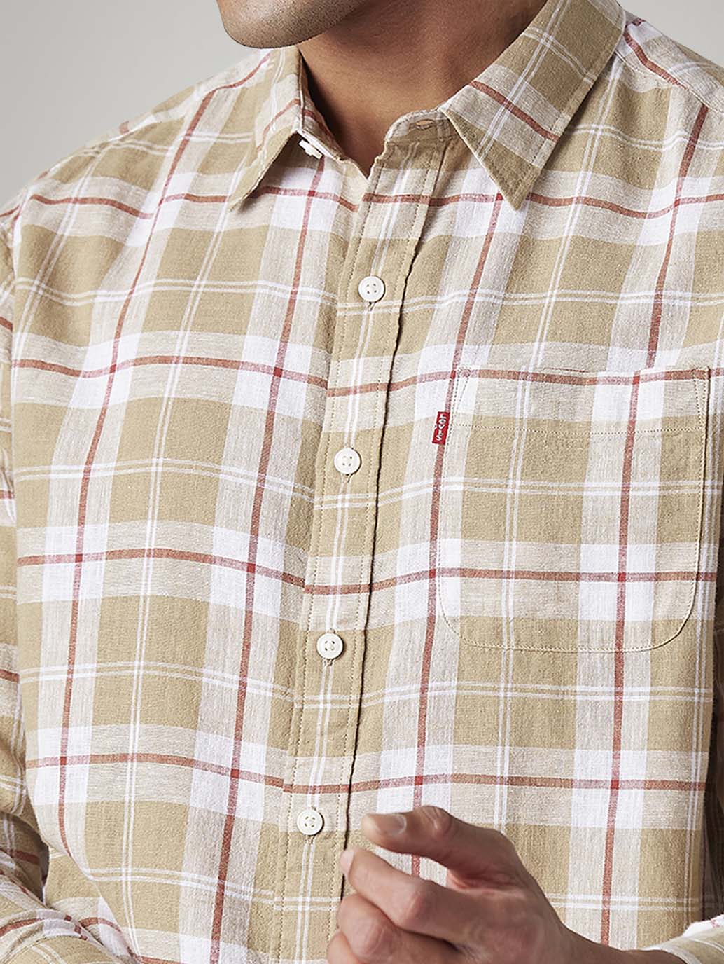 Men's Checkered Slim Fit Linen Shirt - 20 View