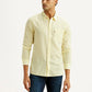 Men's Striped Yellow Slim Fit Linen Shirt - Styleshot View