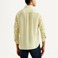 Men's Striped Yellow Slim Fit Linen Shirt - Back View