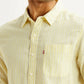 Men's Striped Yellow Slim Fit Linen Shirt - Detail View