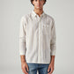 Men's Striped Slim Fit Linen Shirt - Front View