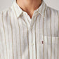 Men's Striped Slim Fit Linen Shirt - Detail View